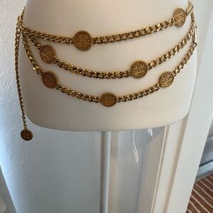 Vintage Gold Chain Belt with Medallion Accents
